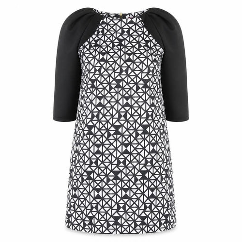Boohoo Womens Black Geometric  A-Line  Size 12  - Balloon sleeve
