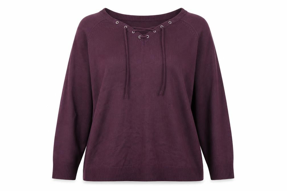 Front view of Capsule women’s purple knit jumper, size L