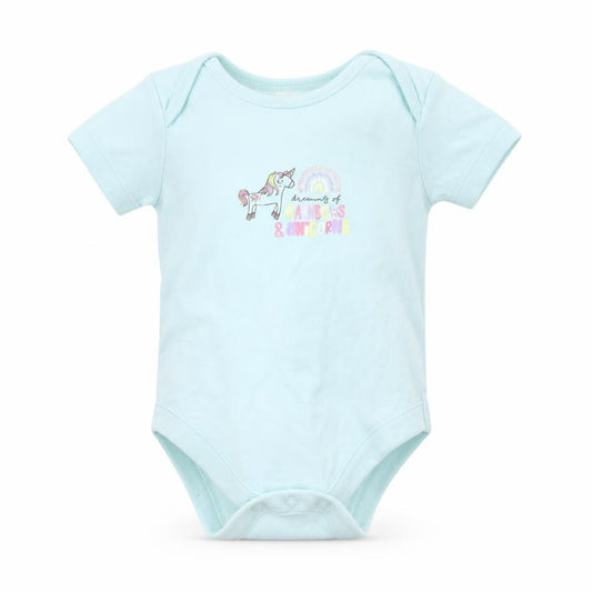 Front view of Pep&Co Baby Blue Babygrow One-Piece, size 3-6, Months