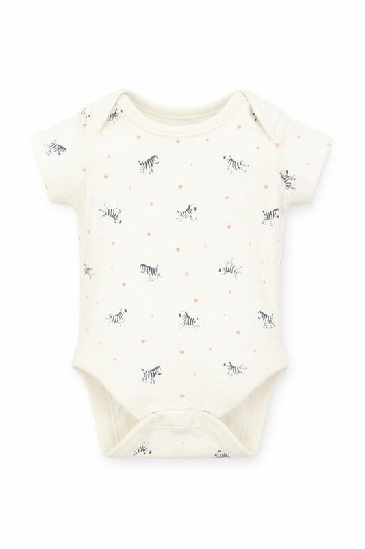 Front view of George Baby Beige Geometric Babygrow One-Piece, size 0-3, Months