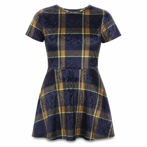 Look of the day Womens Multicoloured Plaid Velour T-Shirt Dress  Size 10