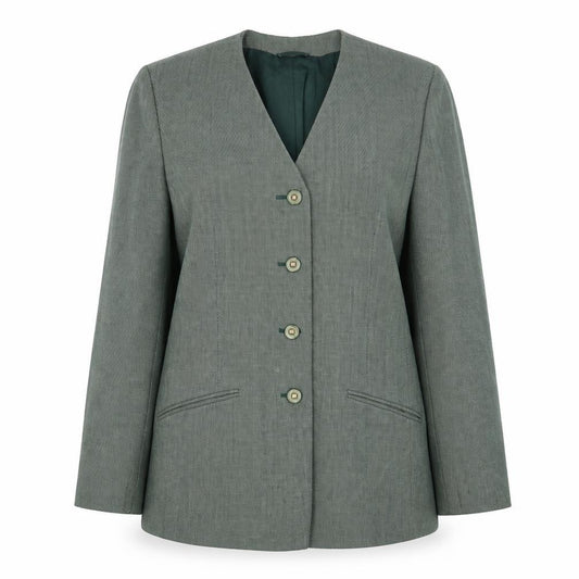 Front view of Vityella women’s green polka dot jacket suit, size UK 14