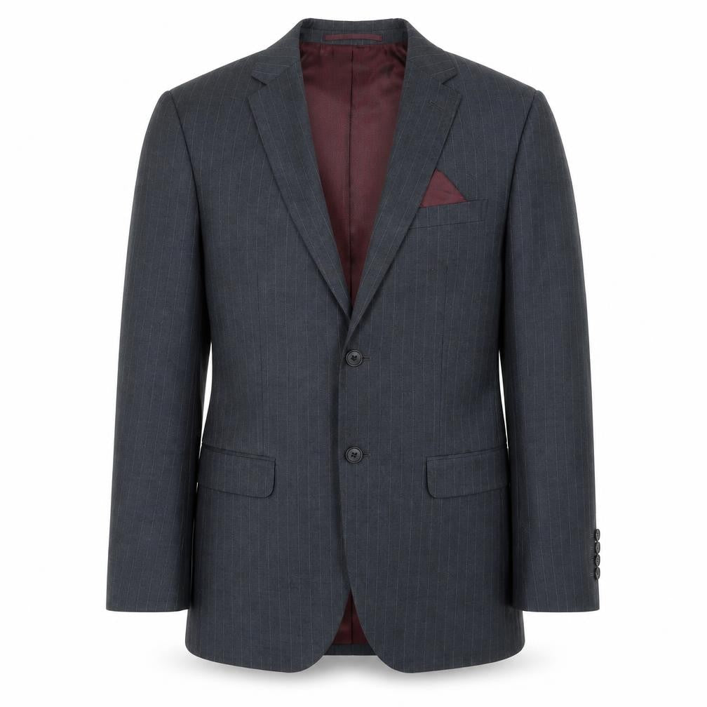 Front view of George men’s blue striped jacket suit jacket, size 36