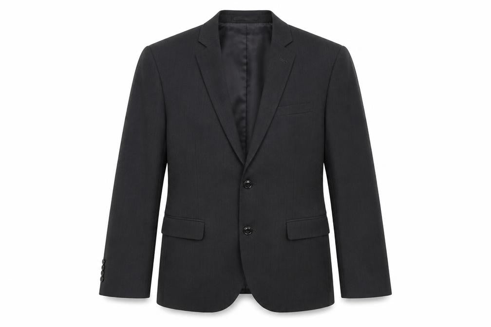 Front view of H&M men’s grey jacket suit jacket, size 42