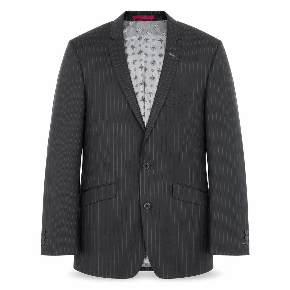 Front view of Red Herring men’s grey striped jacket suit jacket, size 38