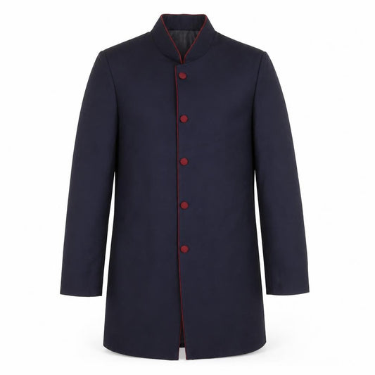 Front view of delight men’s blue jacket suit jacket, size 36
