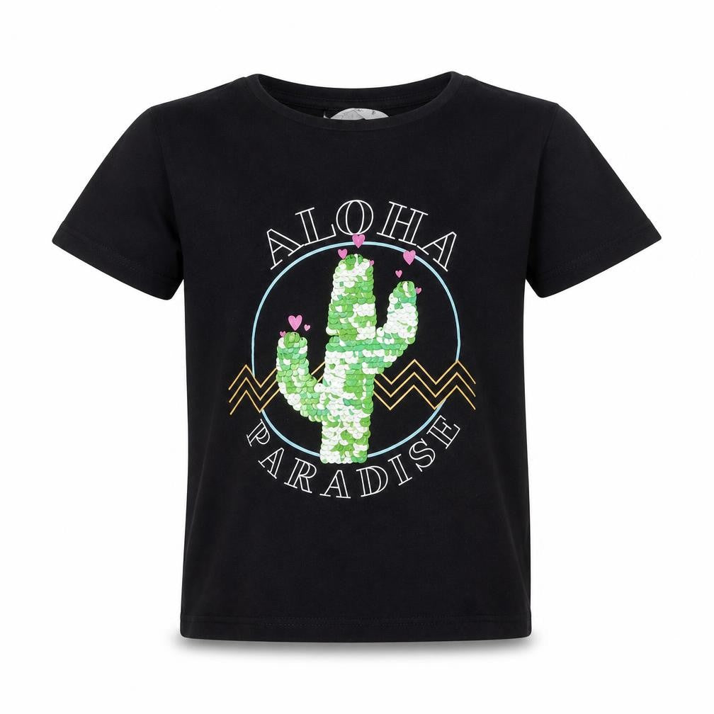 Candy Couture Girls Black   Basic T-Shirt Size 9 Years  - Aloha Paradise