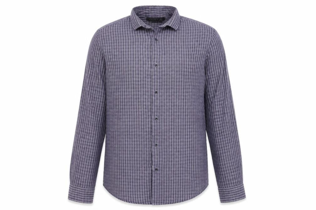 Front view of Primark men’s blue check button-up, size 16