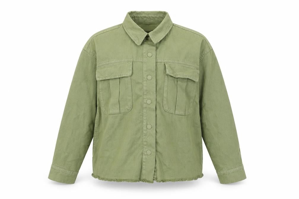 Front view of F&F women’s green jacket coat, size UK 8