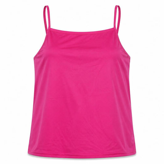 Front view of Stella women’s pink basic tank, size UK 16