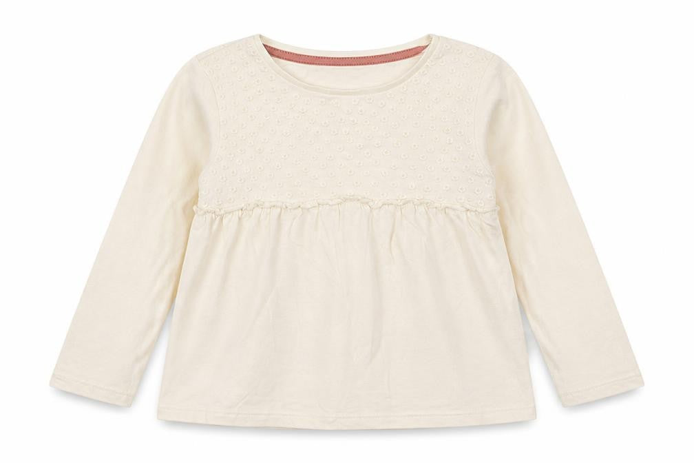 Front view of Tu girls’ beige basic t-shirt, size 6-7, years
