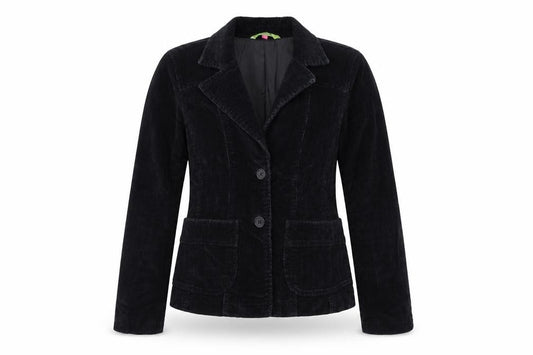 Front view of refree women’s black jacket, size M