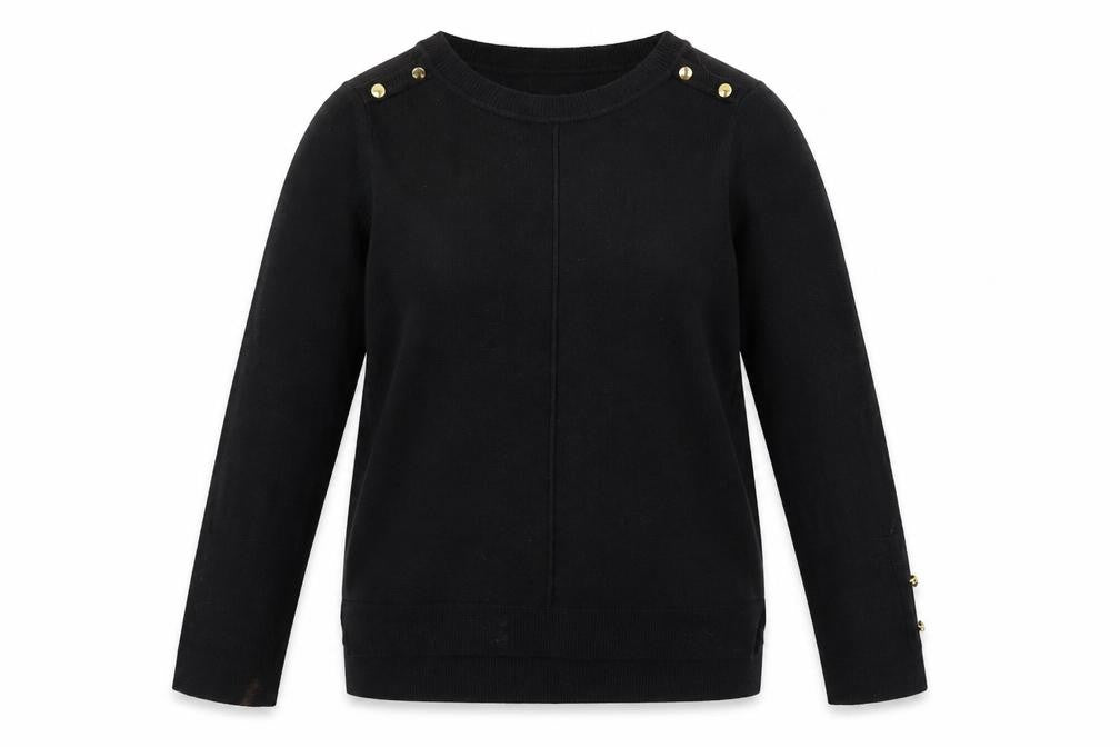 Front view of Primark women’s black knit jumper, size UK 6