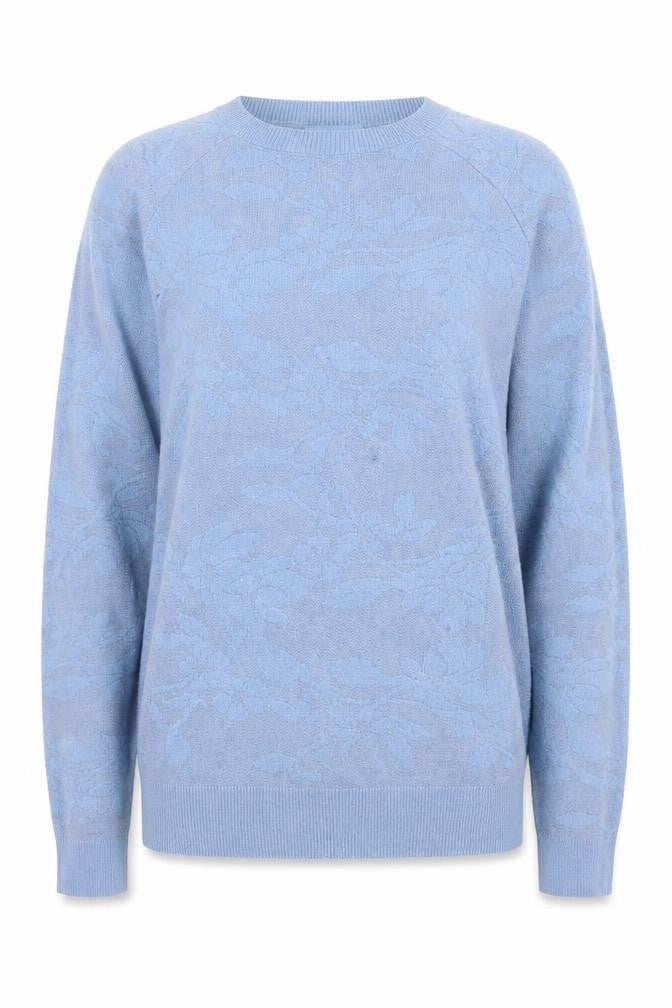 Front view of Next women’s blue floral jumper, size UK 8