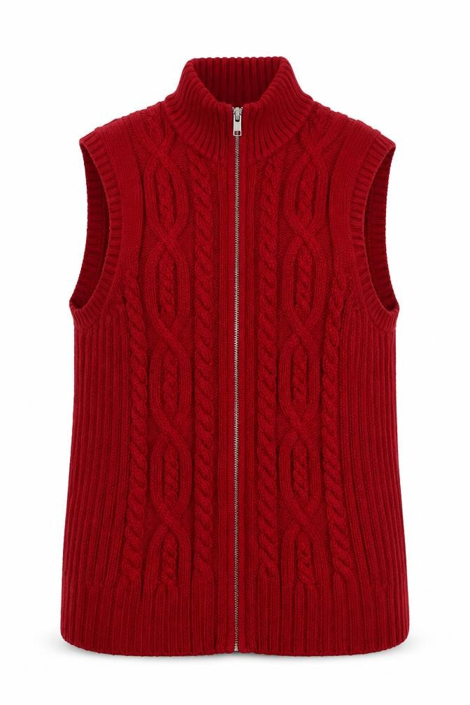 Front view of Northern Reflections women’s red full zip jumper, size L
