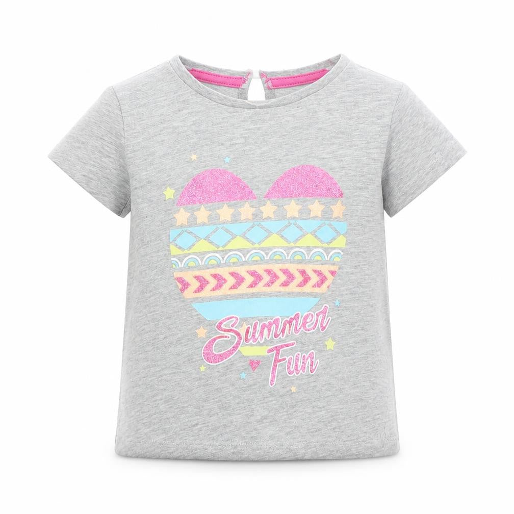 Front view of Pep&Co boys’ grey basic t-shirt, size 2-3, years - summer fun