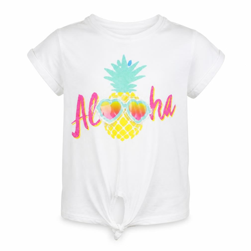 Front view of Matalan girls’ white basic t-shirt, size 6, years