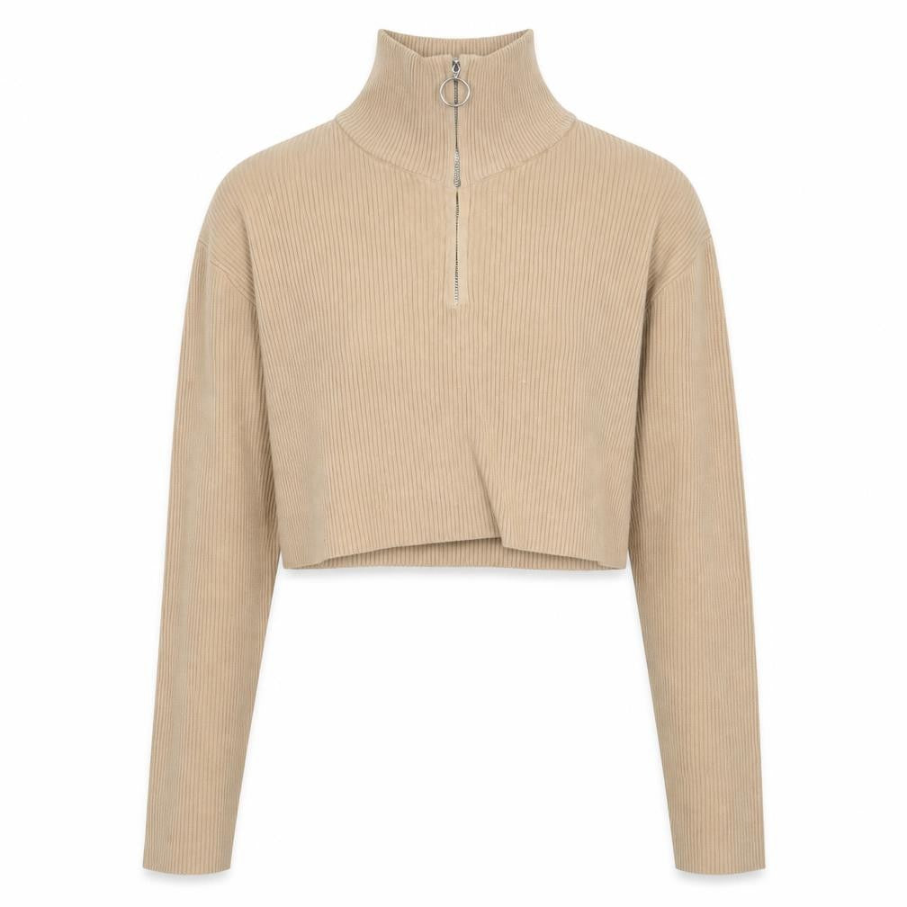 Front view of PRETTYLITTLETHING women’s beige jumper, size S