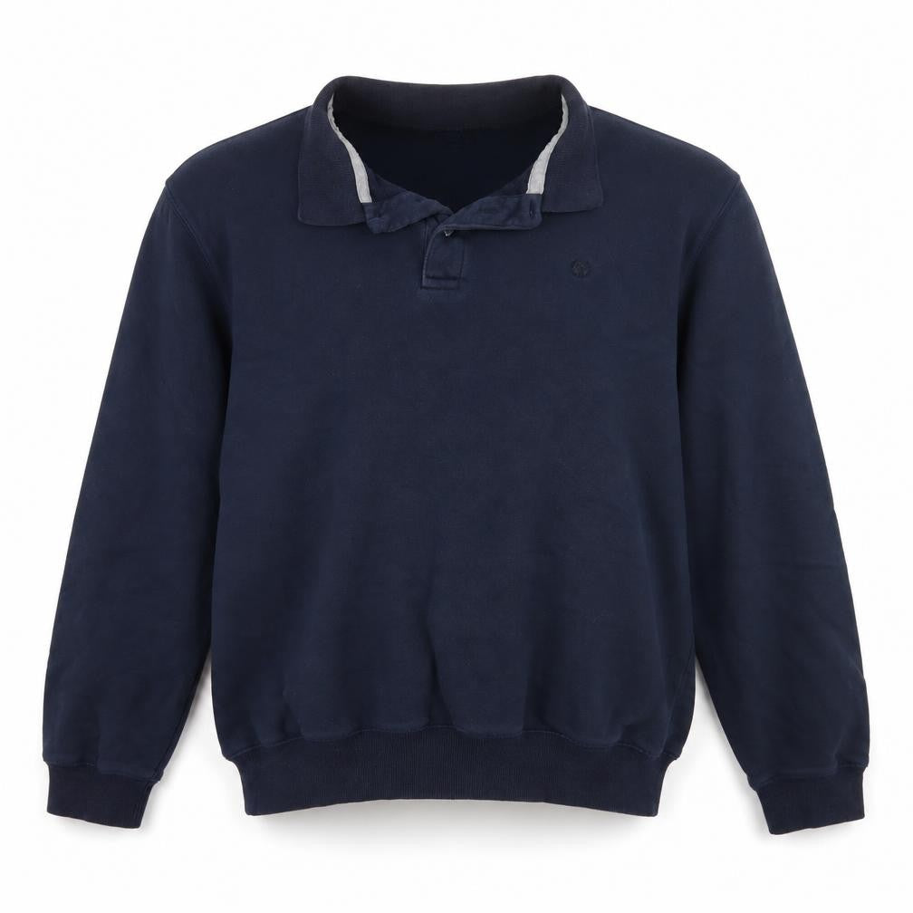 Front view of Easy men’s blue jumper, size XL