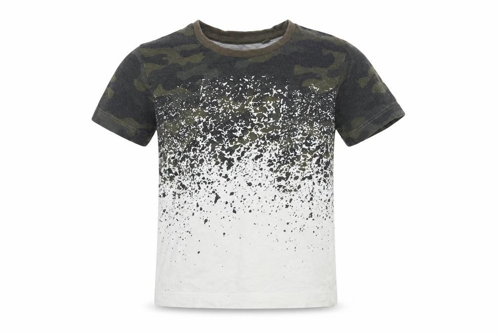 Front view of Next boys’ green camouflage basic t-shirt, size 3, years