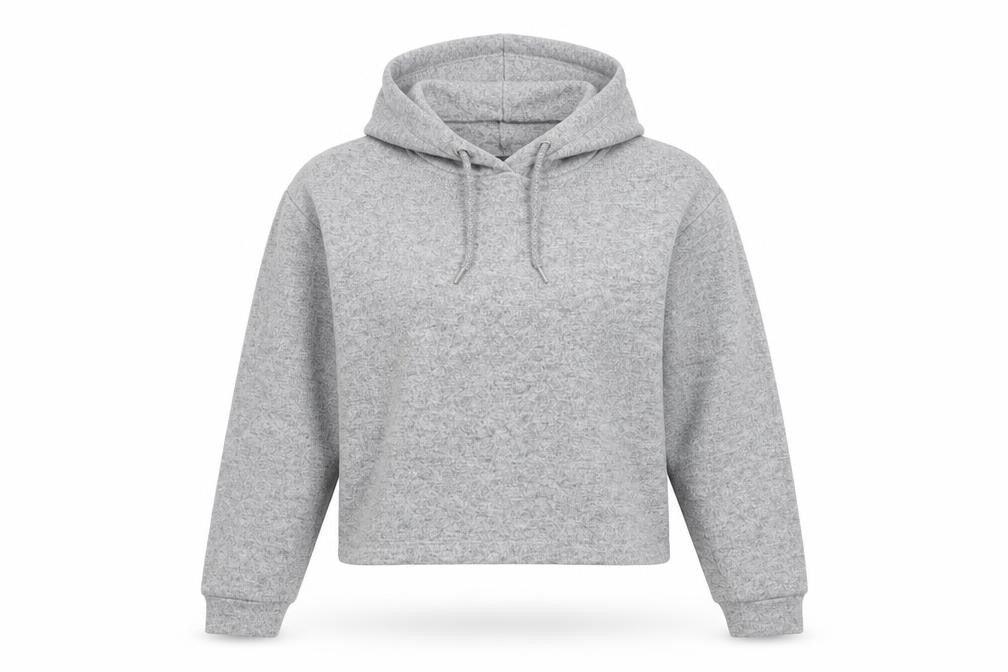 Front view of Primark women’s grey pullover hoodie, size M