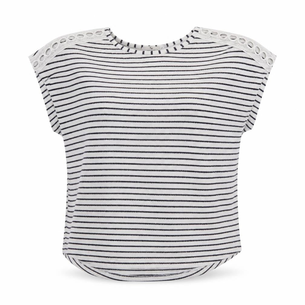 Front view of TU women’s blue striped pullover sweatshirt, size UK 12