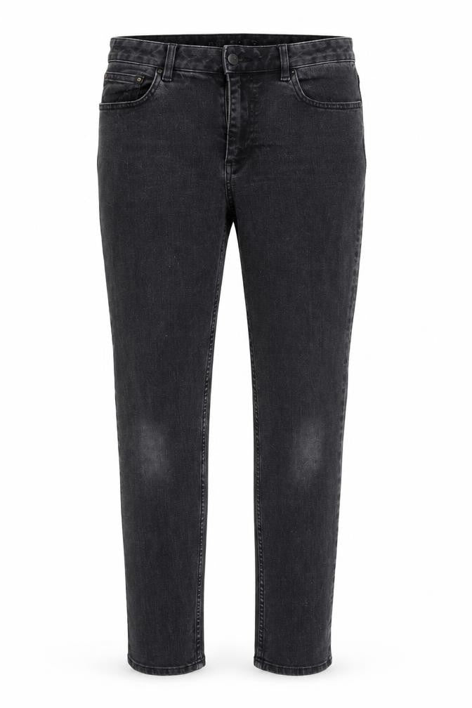 Front view of Marks & Spencer women’s black straight jeans, size UK 8, 30-inch leg
