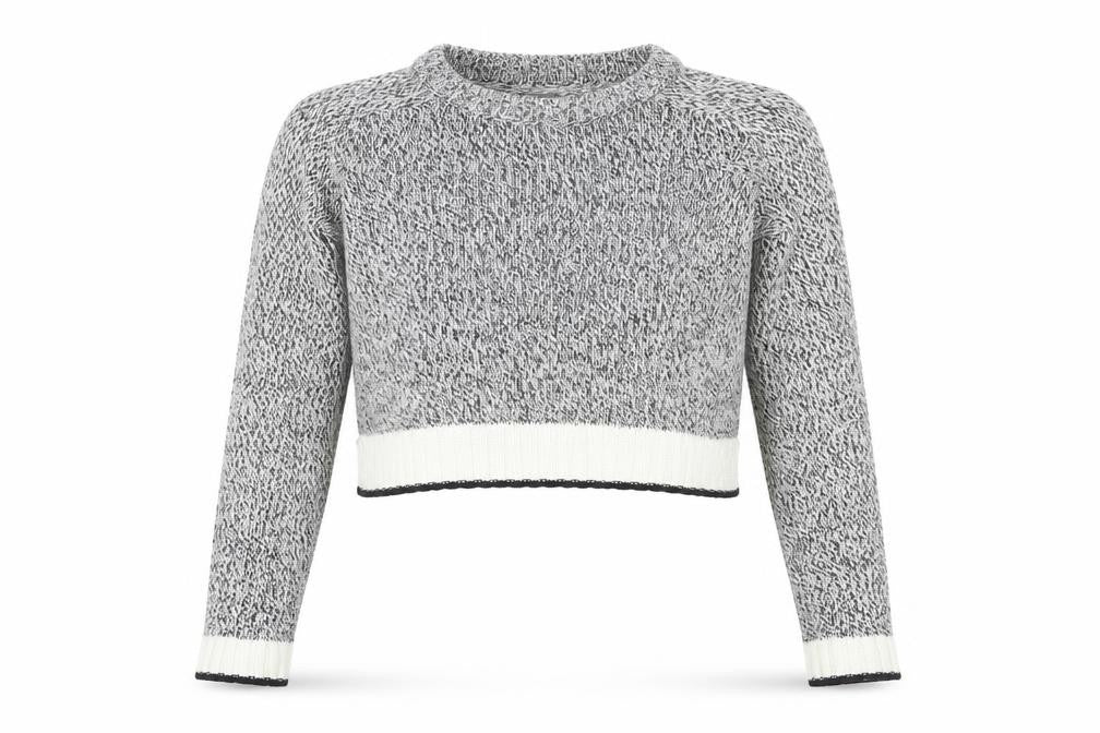 Front view of H&M women’s grey cropped blouse, size S