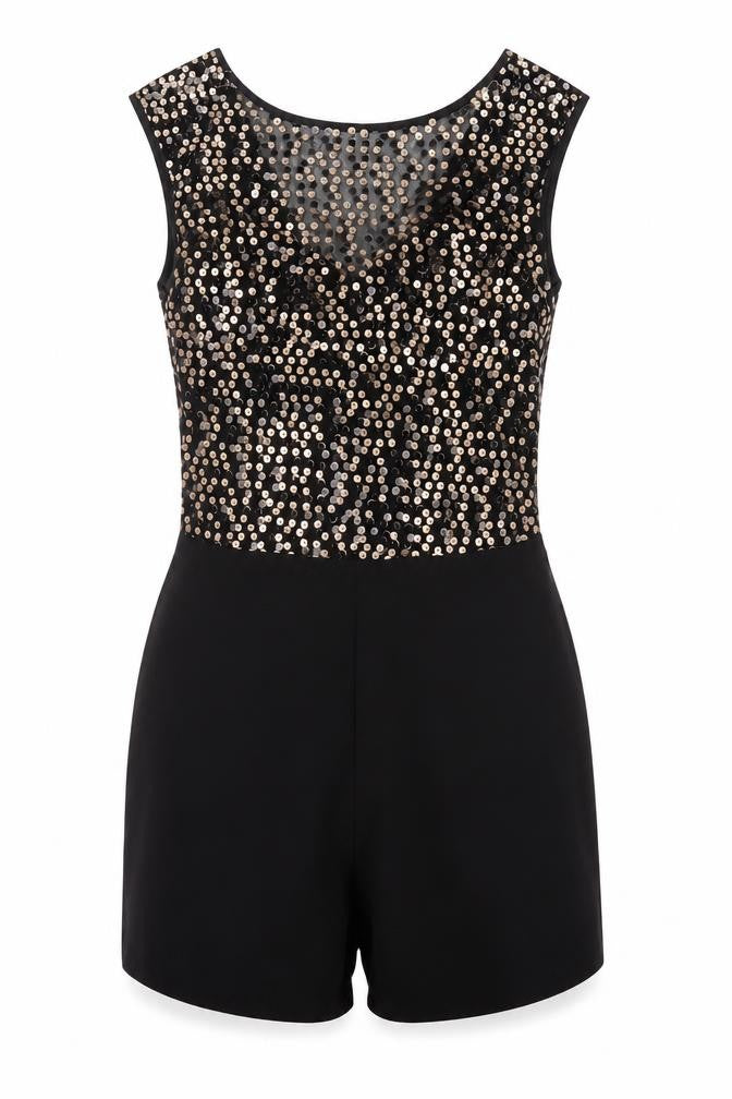 Front view of Miss Selfridge women’s black romper one-piece, size UK 6