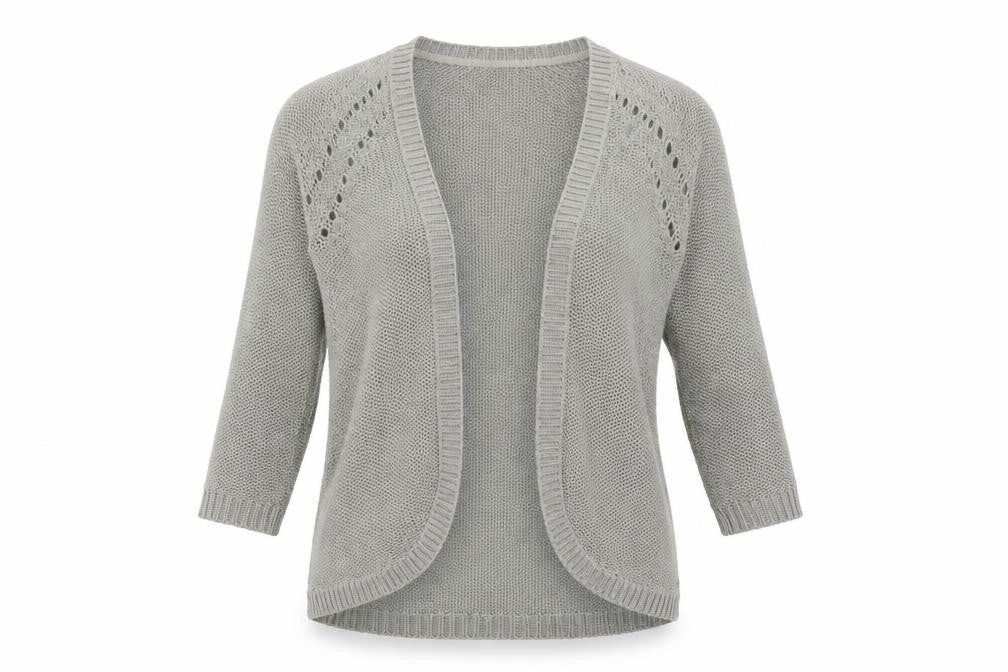 Front view of H&M women’s grey cardigan jumper, size XS