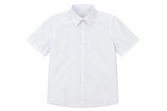 Front view of Marks & Spencer boys’ white basic button-up, size 8-9, years