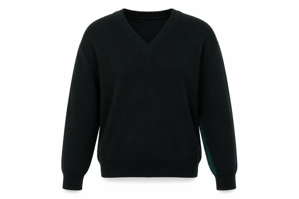 Front view of Preworn women’s green jumper, size L