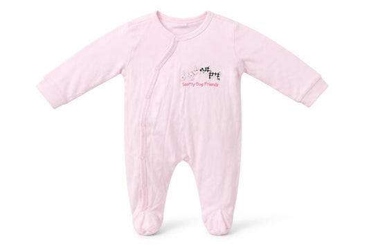 Front view of Baby Bonito Baby Pink Babygrow One-Piece, size 3-6, Months