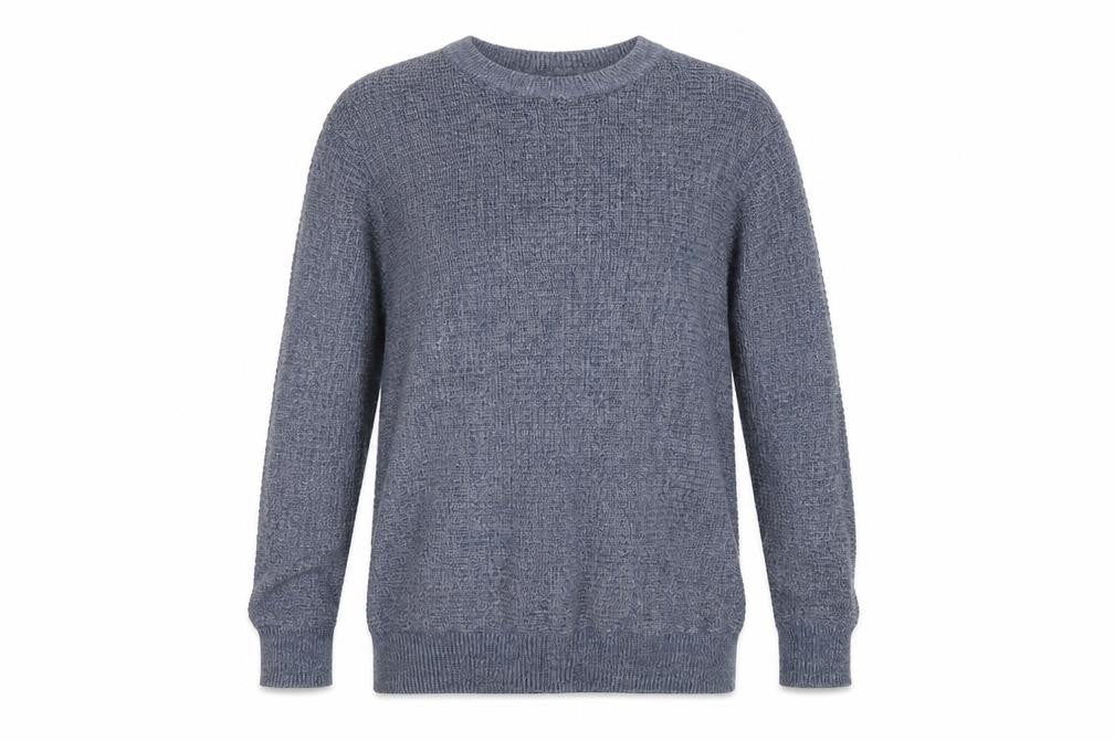 Front view of H&M men’s blue jumper, size M