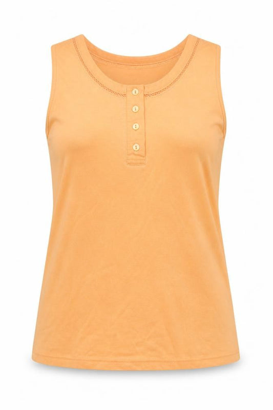 Front view of Design Essentials women’s orange basic tank, size S