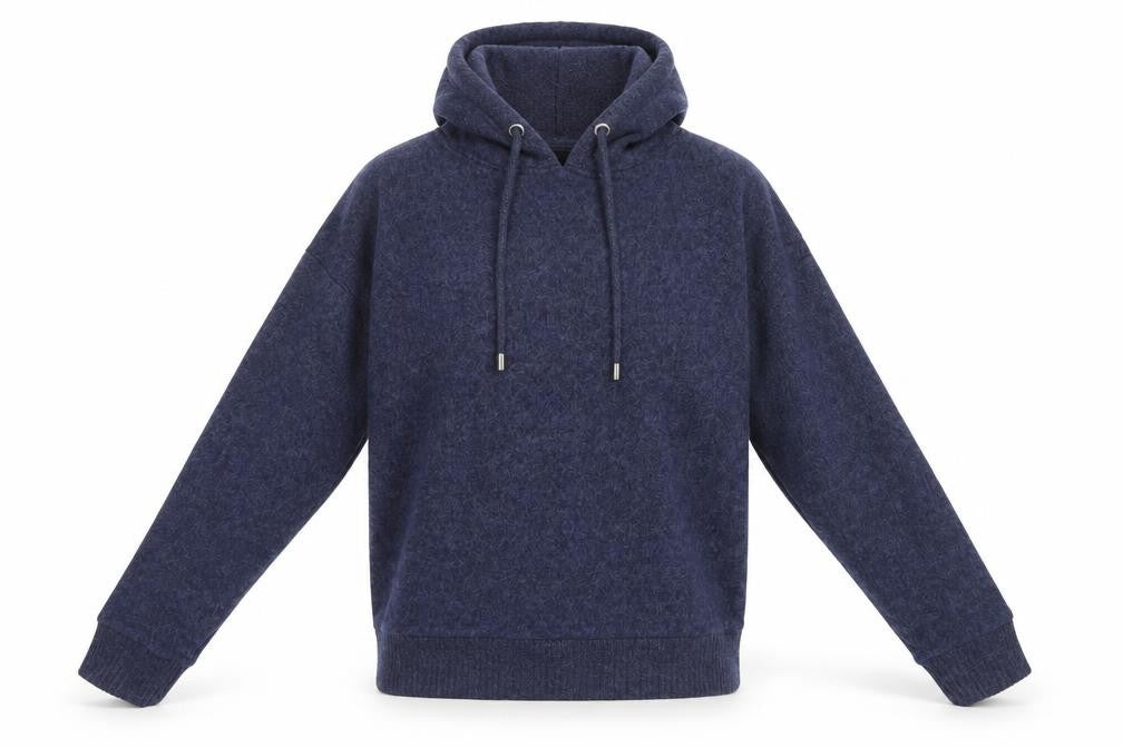 Front view of Nutmeg women’s blue pullover hoodie, size UK 8