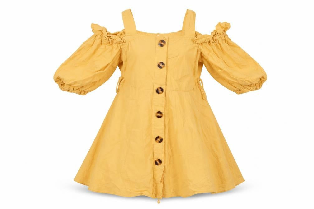 Front view of Preworn girls’ yellow a-line, size 3, years