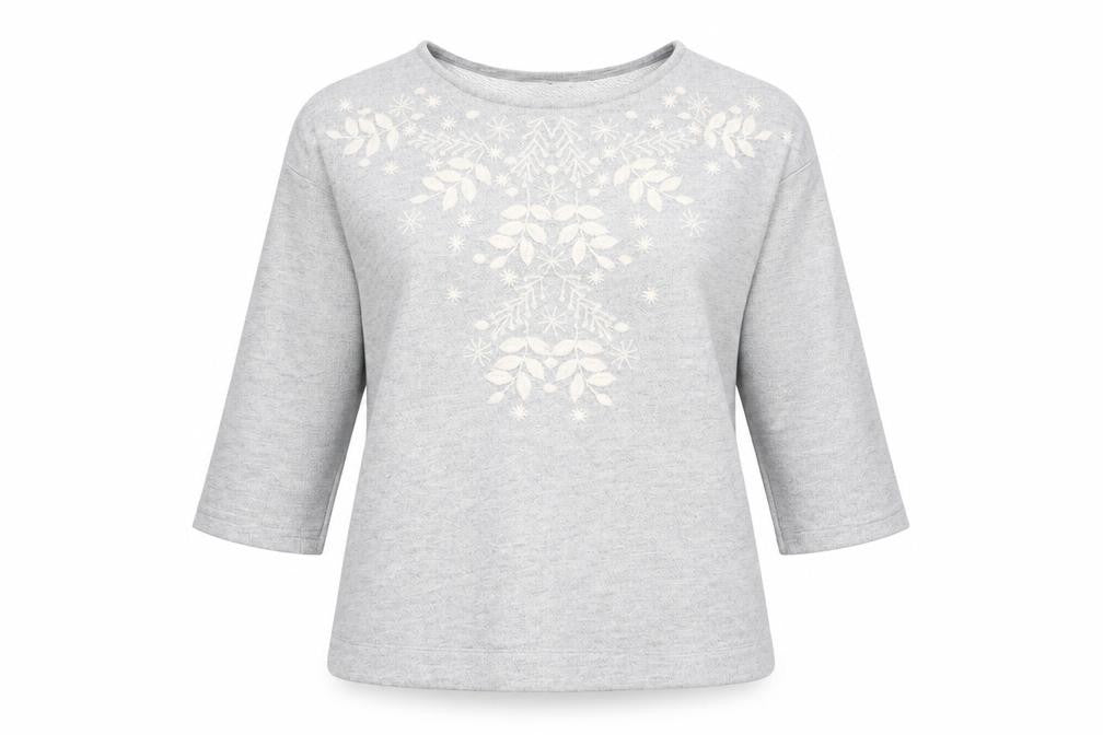 Front view of Tu women’s grey floral jumper, size UK 10