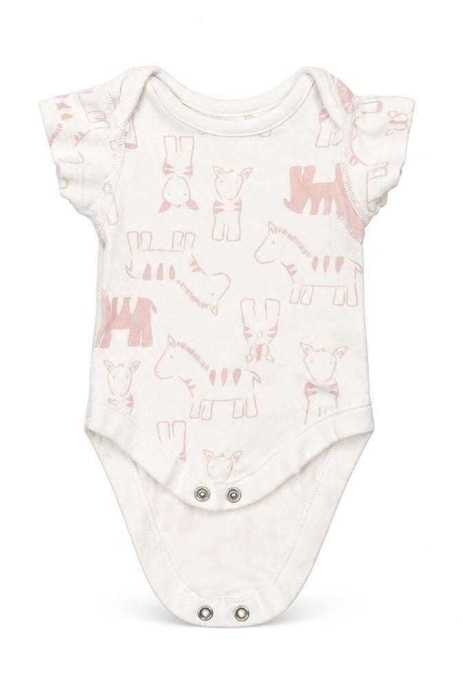 Marks and Spencer Girls White Animal Print  Babygrow One-Piece Size Newborn