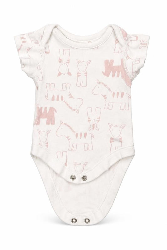 Front view of Marks & Spencer girls’ white animal print babygrow one-piece size newborn