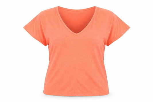 Front view of Atmosphere women’s orange basic t-shirt, size UK 8
