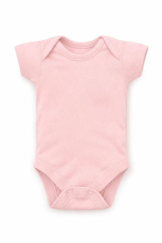 Front view of Marks & Spencer girls’ pink babygrow one-piece size newborn