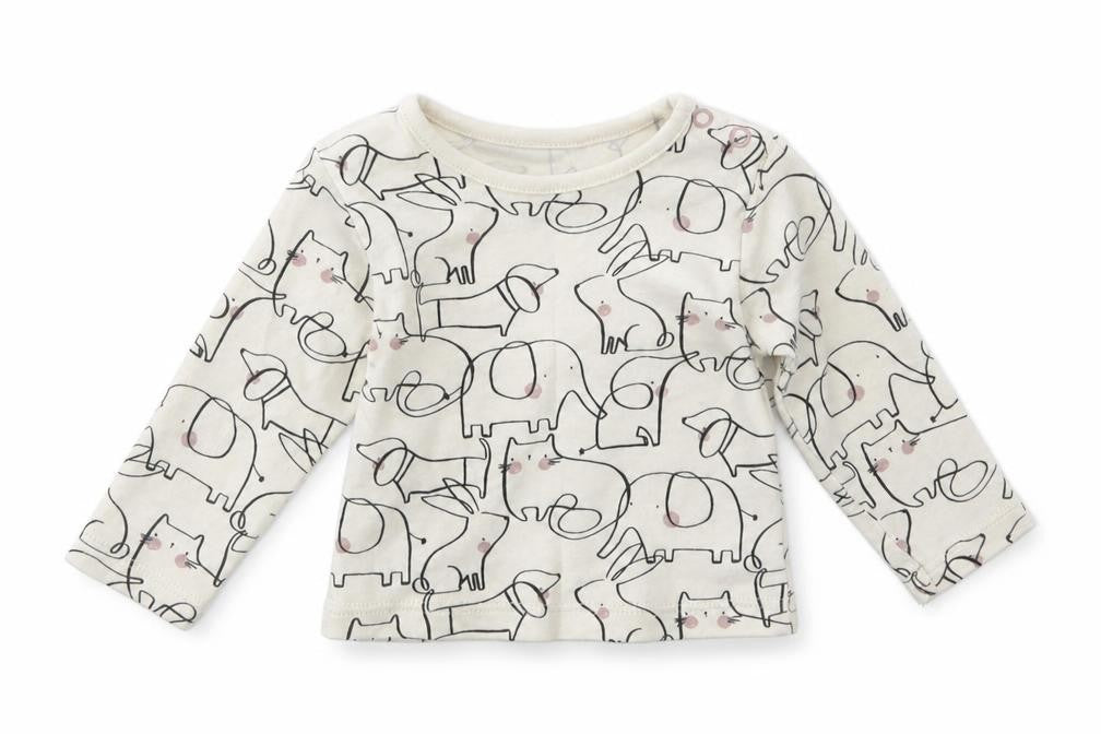 Front view of Tu girls’ beige geometric basic t-shirt, size 0-3, months