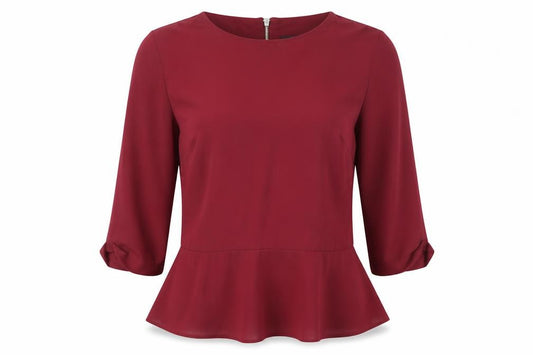 Front view of Atmosphere women’s purple basic blouse, size UK 12