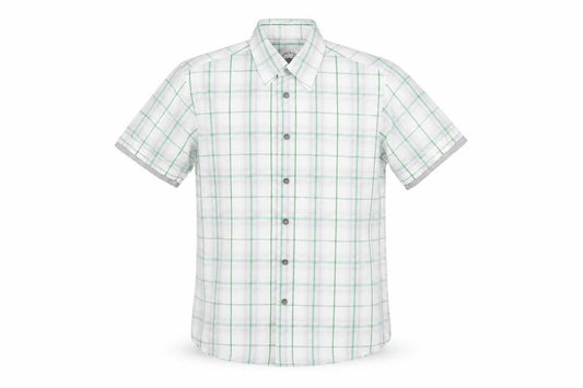 Front view of Springfield men’s multicoloured check button-up, size L