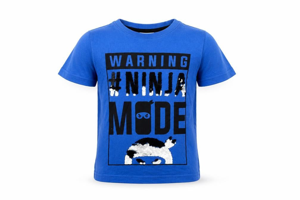 Front view of M&Co boys’ blue basic t-shirt, size 6, years - ninja