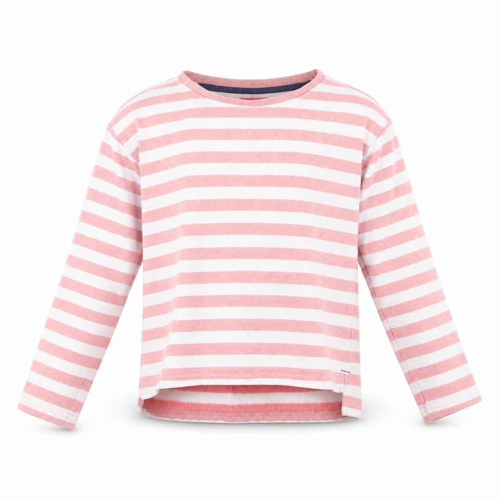 Front view of lily & dan girls’ pink striped jumper, size 10, years