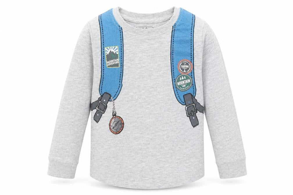 Front view of Wild Adventure boys’ grey basic t-shirt, size 2-3, years