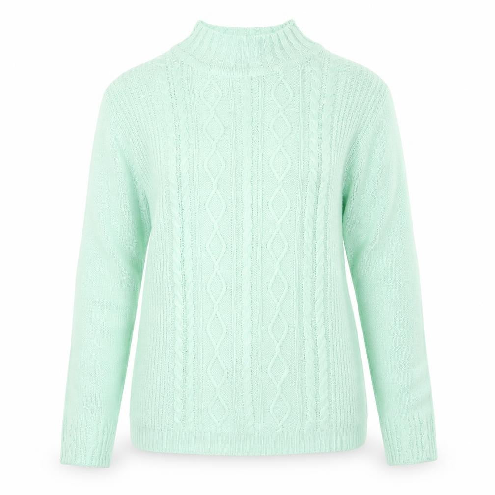 Front view of ISLE women’s green knit jumper, size S