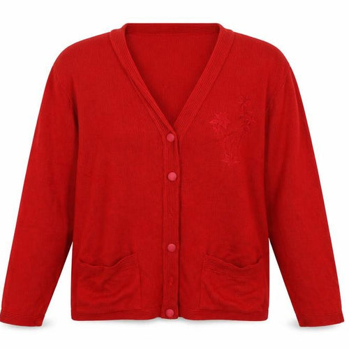 Care Womens Red  Knit Cardigan Jumper Size L